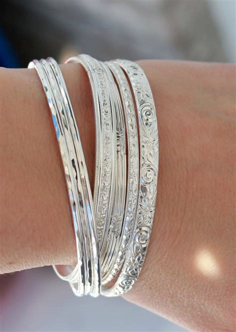 solid sterling silver bangle bracelets